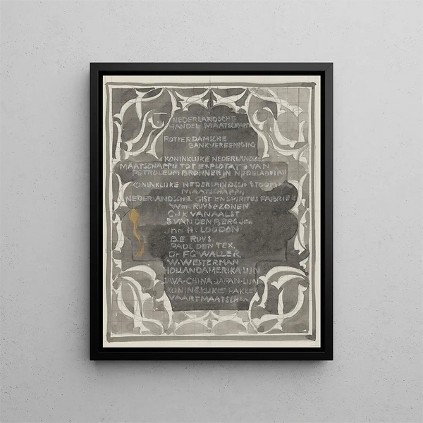 Carel Adolph Lion Cachet - Ornamentaal ontwerp met namen van bedrijven.webp