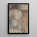 a seated woman with a flat hat resting on her left hand - Carel Adolph Lion Cachet — framed artwork on a wall