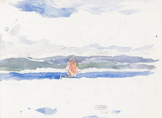 Carel Nicolaas Storm van sGravesande - Gezicht op zee met boot.webp