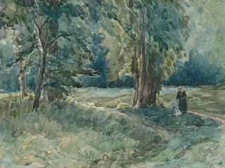 Carel Nicolaas Storm van sGravesande - Mevrouw Storm van s Gravesande geboren Clifford met haar dochter in het park van Bieberich.webp