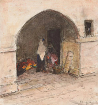 Carel Nicolaas Storm van sGravesande - Straattafereel met oosters geklede vrouwen te Chioggia.webp