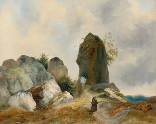 Carl Blechen - A Rocky Landscape with a Hermit.webp