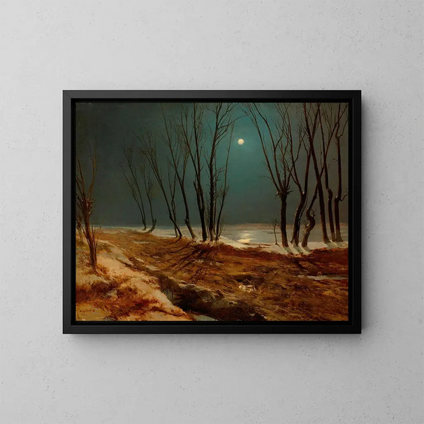 Paisaje de invierno a la luz de la luna - Carl Blechen — cuadro enmarcado en la pared