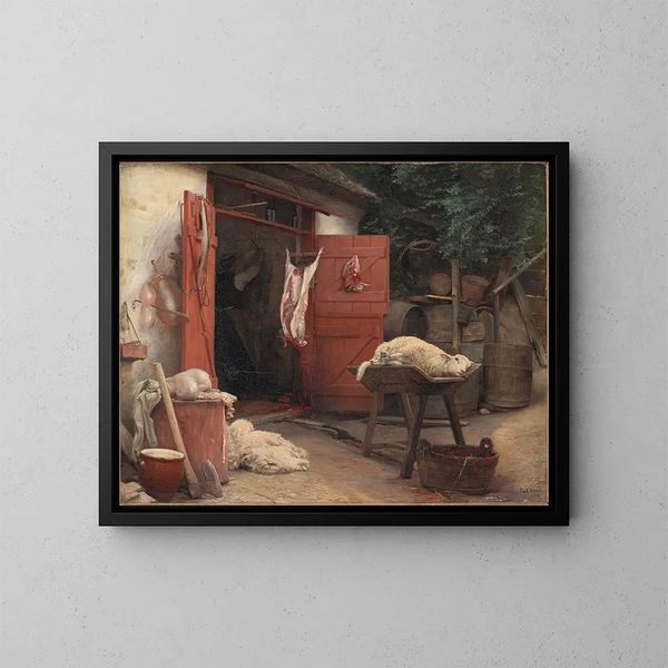 Un matadero en Hellebk - Carl Bloch — cuadro enmarcado en la pared