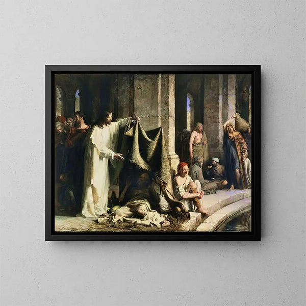 El Cristo sanando en la piscina de Betesda - Carl Bloch — cuadro enmarcado en la pared