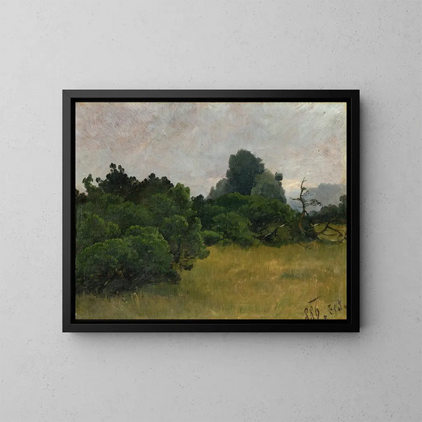 Sketch of a group of trees - Carl Bolze — framed artwork on a wall