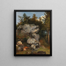 Fox of Burde with prey in a rocky landscape - Carl Borromäus Andreas Ruthart — framed artwork on a wall