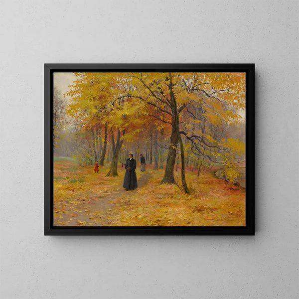 Un paseo por el bosque en otoño - Carl Carlsen — cuadro enmarcado en la pared