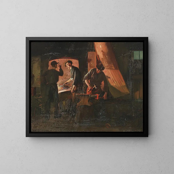 En una forja - Carl Carlsen — cuadro enmarcado en la pared