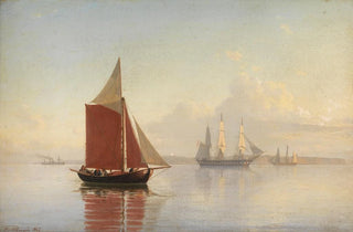 Carl Emil Baage - Ein Segelkutter und zwei Grosegler vor der Kste.webp