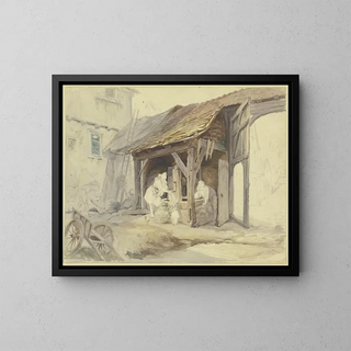 Carl Engel - Hessischer Bauernhof mit Brunnenhaus.webp