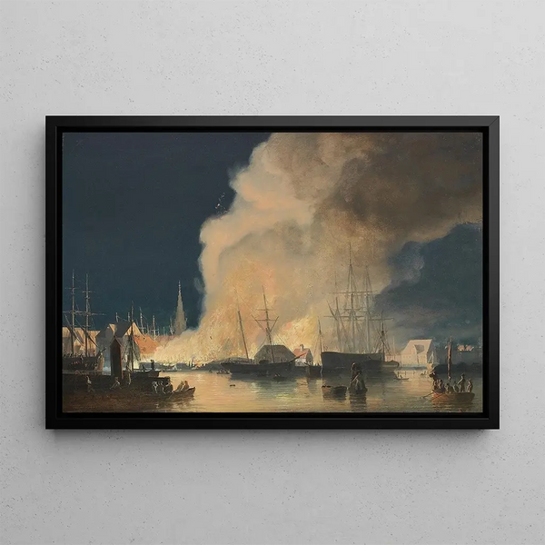 Carl Frederik Srensen - Natlig brand p Christianshavnersiden af Kbenhavns Havn.webp