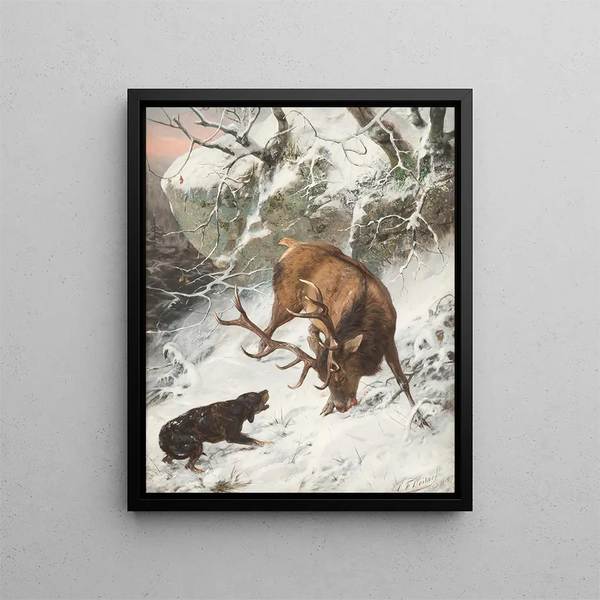 Carl Friedrich Deiker - Hound catching a royal stag.webp