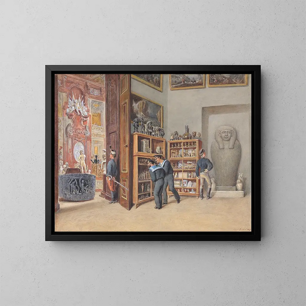 El vestíbulo de la colección egipcia - Carl Goebel el Joven — cuadro enmarcado en la pared