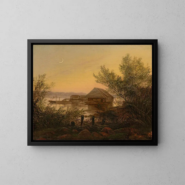 Molino de agua en el Elba cerca de Dresde - Carl Gustav Carus — cuadro enmarcado en la pared
