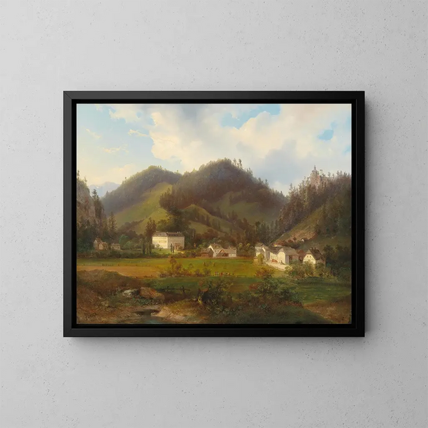 Vista del castillo de Gutenstein - Carl Hasch — cuadro enmarcado en la pared