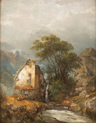 Carl Hilgers - Mill by a stream.webp