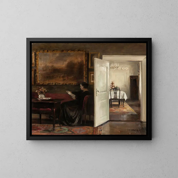 Lectura una tarde tranquila - Carl Holse — cuadro enmarcado en la pared