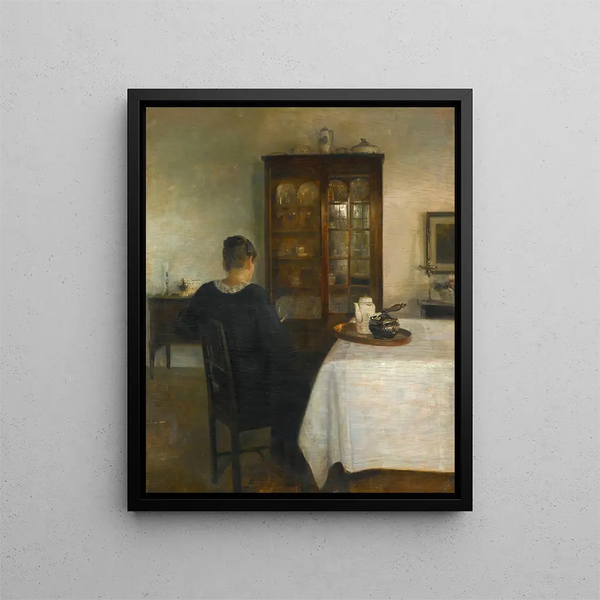La mujer del artista en un interior - Carl Holse — cuadro enmarcado en la pared