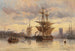Veleros en un puerto - Carl Joseph Kuwasseg — vista de la obra