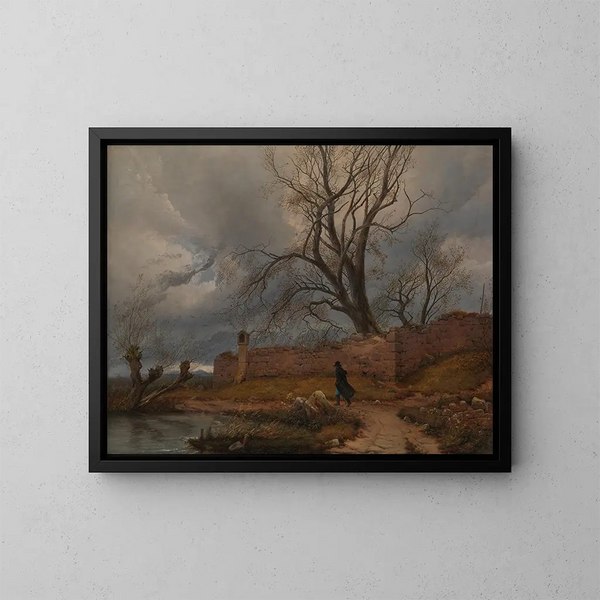 Errante en la tormenta - Carl Julius von Leypold — cuadro enmarcado en la pared