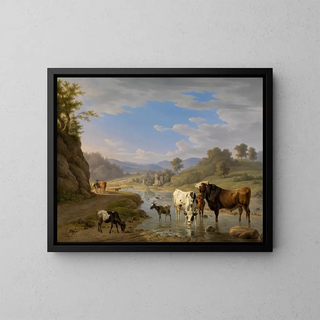 Carl Kuntz - Blick auf Geroldsau bei BadenBaden mit Tierstaffage.webp