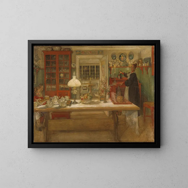preparación para un partido - Carl Larsson — cuadro enmarcado en la pared