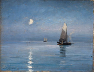 Carl Locher - Fishing cutters in the moonlit night.webp