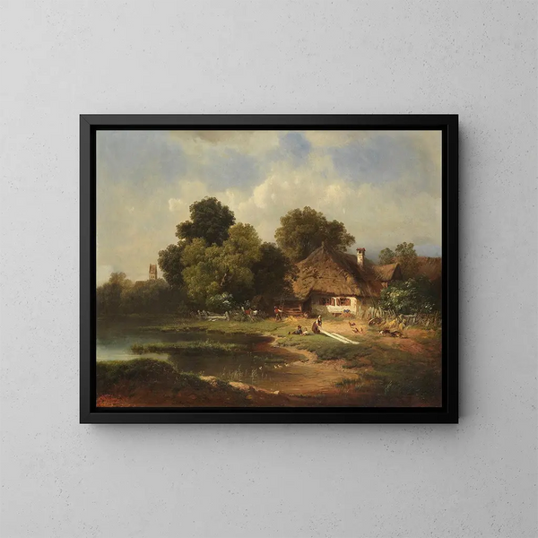 Paisaje con granja - Carl Millner — cuadro enmarcado en la pared