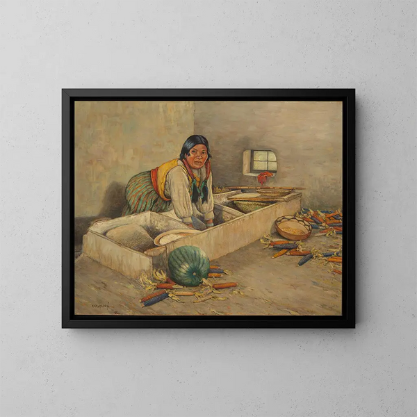 Mujer hopi ajustada de maíz - Carl Moon — cuadro enmarcado en la pared