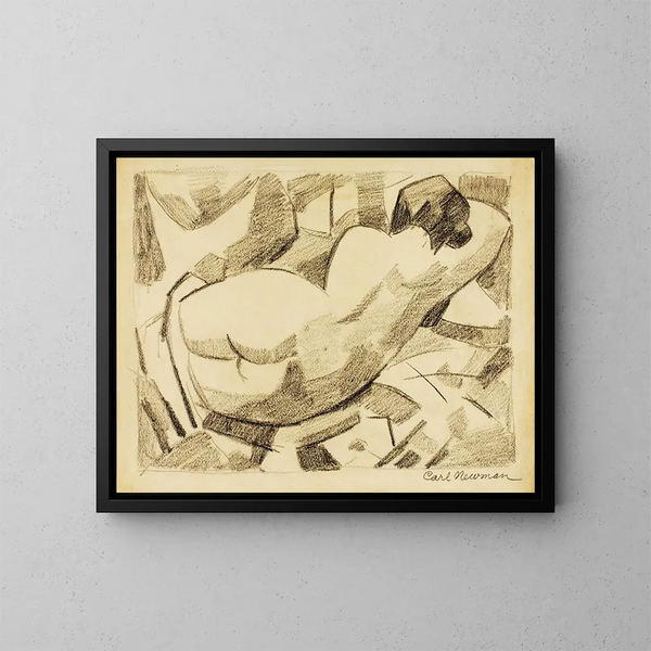 Nude Woman Lying Down - Carl Newman — framed artwork on a wall