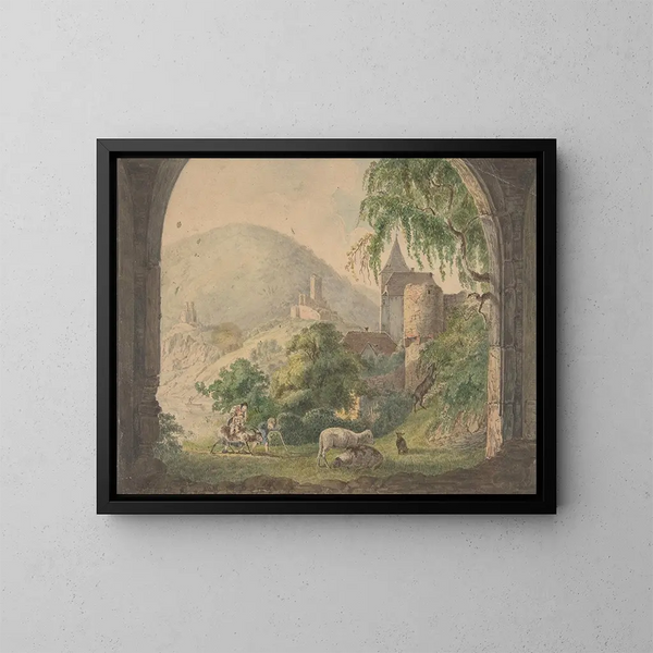 Les quatre châteaux de Neckarsteinach - Carl Philipp Fohr — framed artwork on a wall