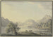 Lago en montaña con un sauce en primer plano y dos vacas - Carl Philipp Schallhas — vista de la obra