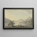 Lago en montaña con un sauce en primer plano y dos vacas - Carl Philipp Schallhas — cuadro enmarcado en la pared