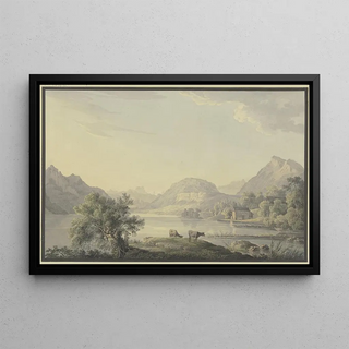 Carl Philipp Schallhas - See im Gebirge im Vordergrund bei einem Weidenbaum zwei Khe.webp