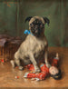 Un carlín con una muñeca japonesa - Carl Reichert — vista de la obra