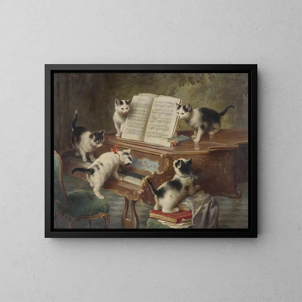 El recital de los gatitos - Carl Reichert — cuadro enmarcado en la pared