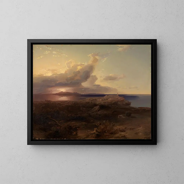 L'île de Gina avec les ruines du temple d'Hécate - Carl Rottmann — cuadro enmarcado en la pared