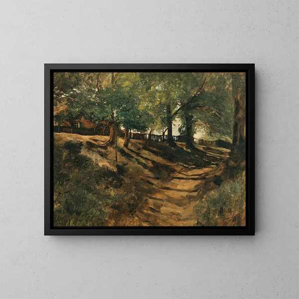 A farm on a country road - Carl Schuch — framed artwork on a wall