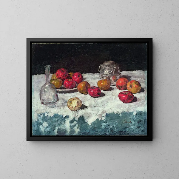 Nature morte avec des pommes - Carl Schuch — framed artwork on a wall