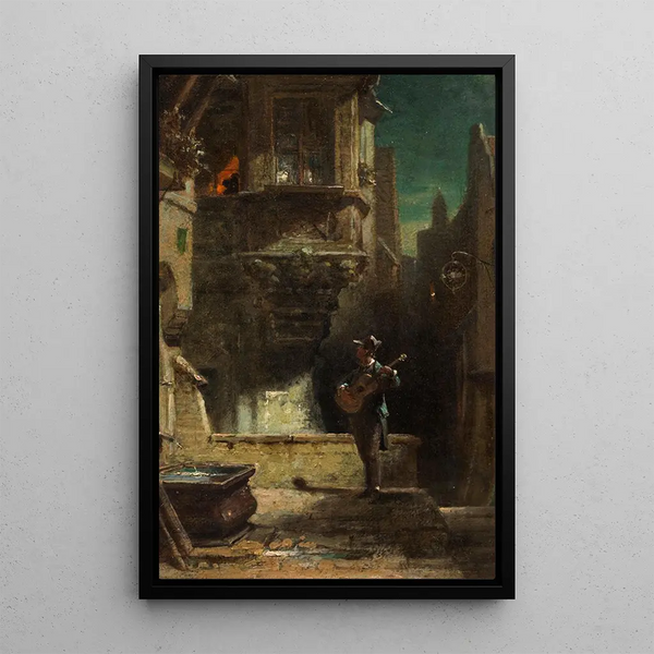La Serenata - Carl Spitzweg — cuadro enmarcado en la pared