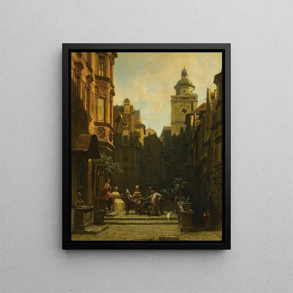 La hora del gato - Carl Spitzweg — cuadro enmarcado en la pared