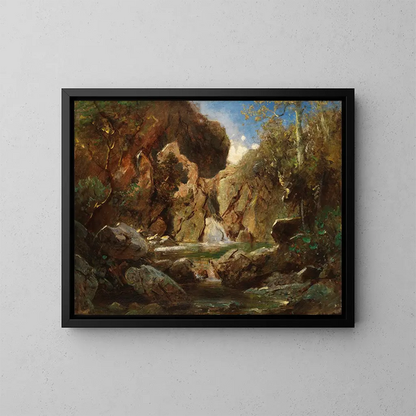 de Cuencas rocosas con aguas vivas - Carl Spitzweg — cuadro enmarcado en la pared