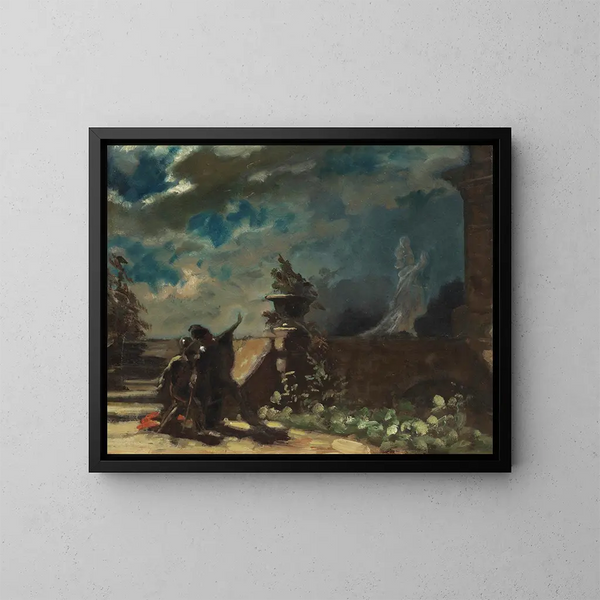 Hamlet y el fantasma de su padre - Carl Spitzweg — cuadro enmarcado en la pared