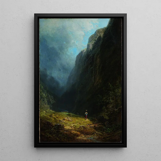 Carl Spitzweg - In the Alpine High Valley Landscape with Mt Wendelstein.webp