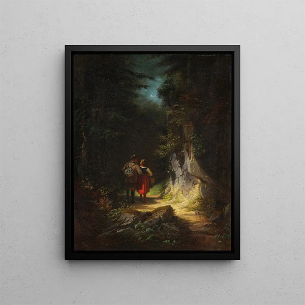Cazador con una niña El cazador enamorado - Carl Spitzweg — cuadro enmarcado en la pared