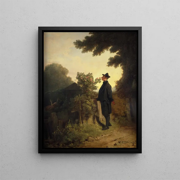 L'amant de roses - Carl Spitzweg — cuadro enmarcado en la pared