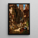 L'arrivée de la diligence - Carl Spitzweg — framed artwork on a wall
