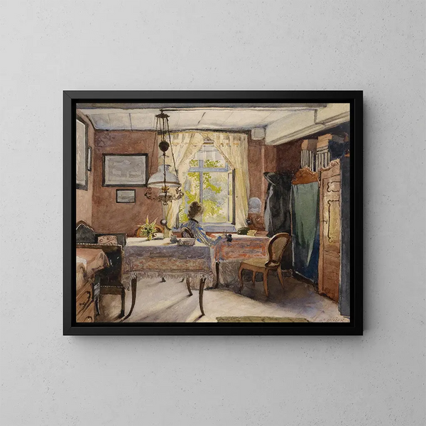 interior soleado - Carl Wenzel Zajicek — cuadro enmarcado en la pared