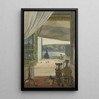 Carl Wilhelm Gtzloff - Antiquities by a Balcony Overlooking the Gulf of Naples.webp